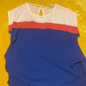 White Blue Pink Blouse